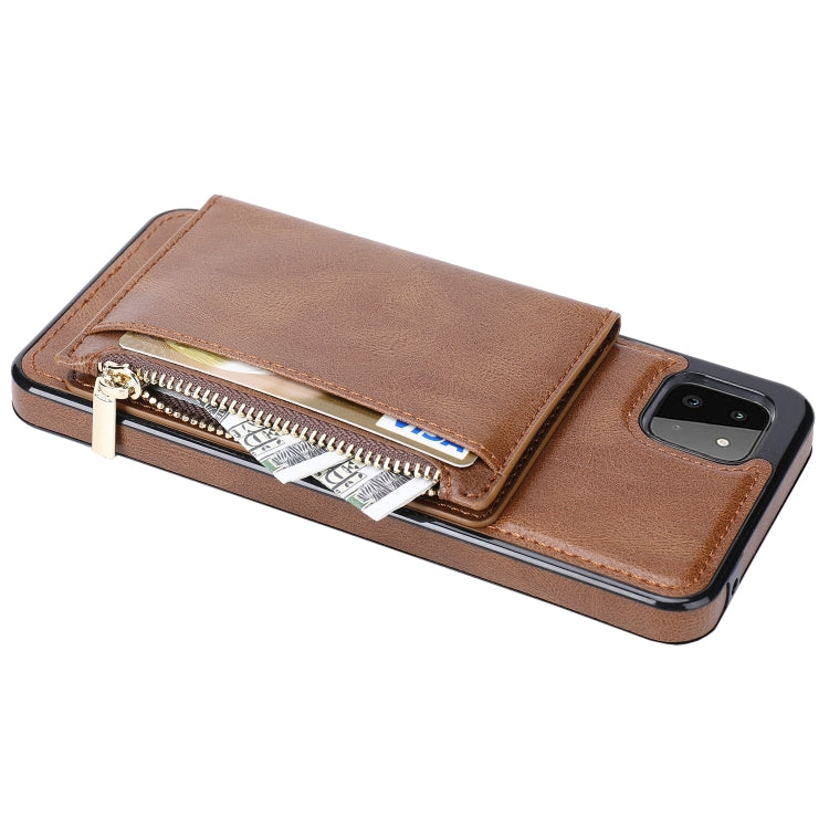 For Samsung Galaxy A22 Zipper Wallet Bag PU Back Cover Shockrpoof Phone Case with Holder & Card Slots & Wallet