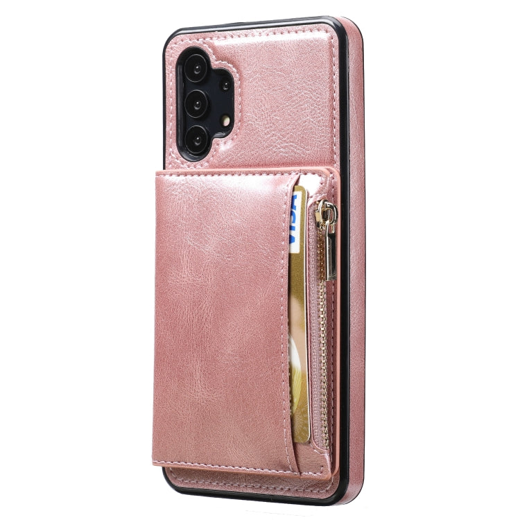 For Samsung Galaxy A32 5G Zipper Wallet Bag PU Back Cover Shockrpoof Phone Case with Holder & Card Slots & Wallet