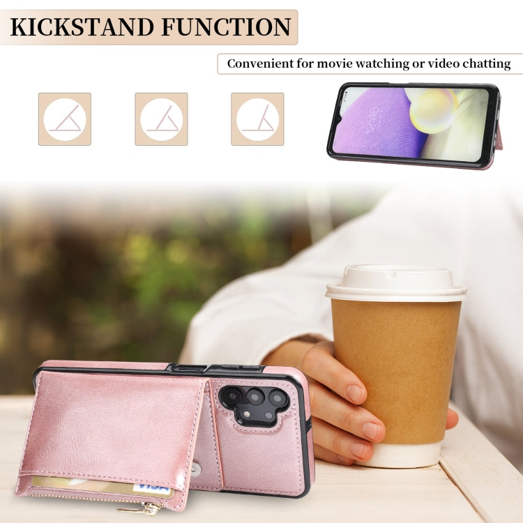 For Samsung Galaxy A32 5G Zipper Wallet Bag PU Back Cover Shockrpoof Phone Case with Holder & Card Slots & Wallet