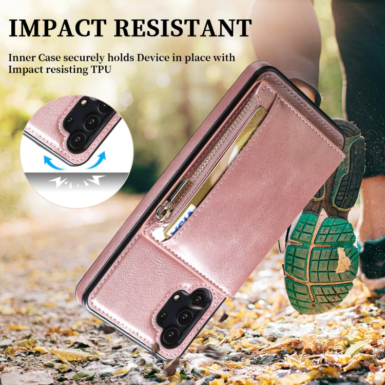 For Samsung Galaxy A32 5G Zipper Wallet Bag PU Back Cover Shockrpoof Phone Case with Holder & Card Slots & Wallet