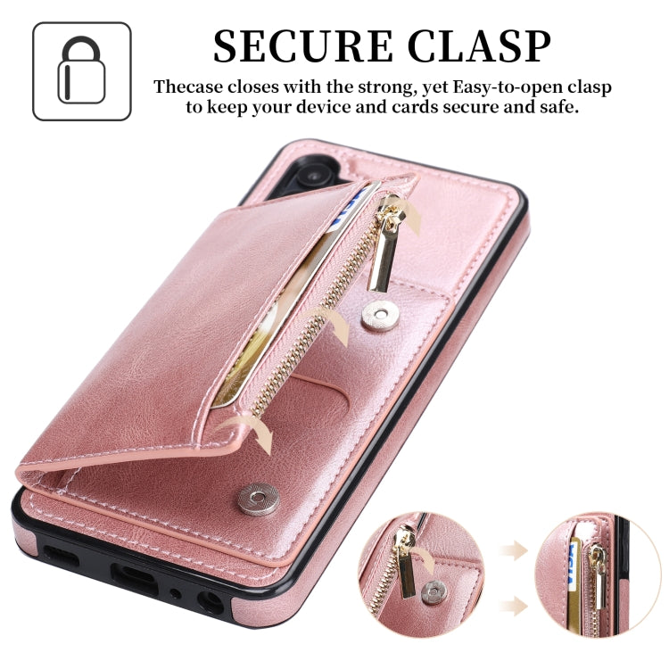 For Samsung Galaxy A32 5G Zipper Wallet Bag PU Back Cover Shockrpoof Phone Case with Holder & Card Slots & Wallet