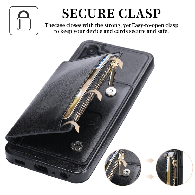 For Samsung Galaxy A32 5G Zipper Wallet Bag PU Back Cover Shockrpoof Phone Case with Holder & Card Slots & Wallet
