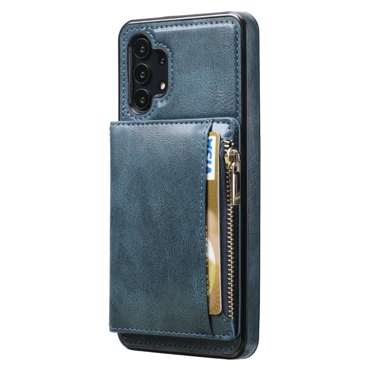 For Samsung Galaxy A32 5G Zipper Wallet Bag PU Back Cover Shockrpoof Phone Case with Holder & Card Slots & Wallet