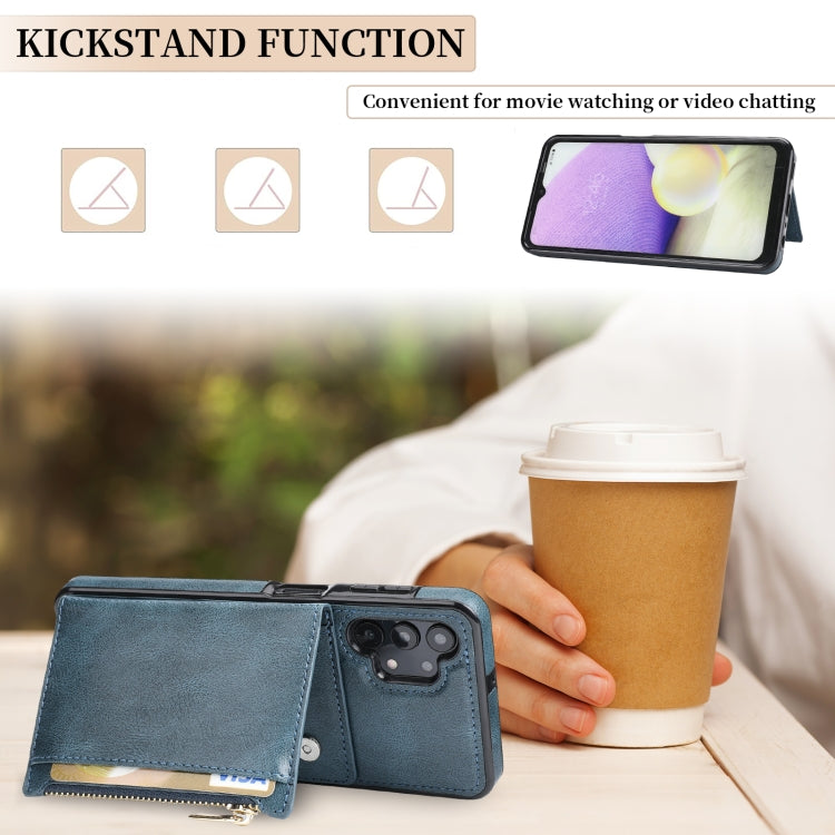 For Samsung Galaxy A32 5G Zipper Wallet Bag PU Back Cover Shockrpoof Phone Case with Holder & Card Slots & Wallet