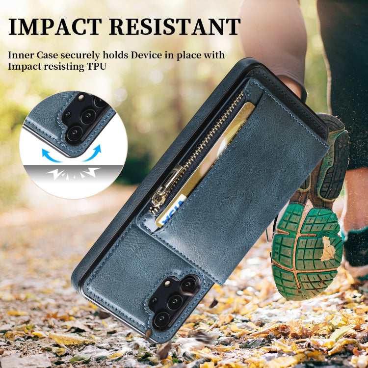 For Samsung Galaxy A32 5G Zipper Wallet Bag PU Back Cover Shockrpoof Phone Case with Holder & Card Slots & Wallet
