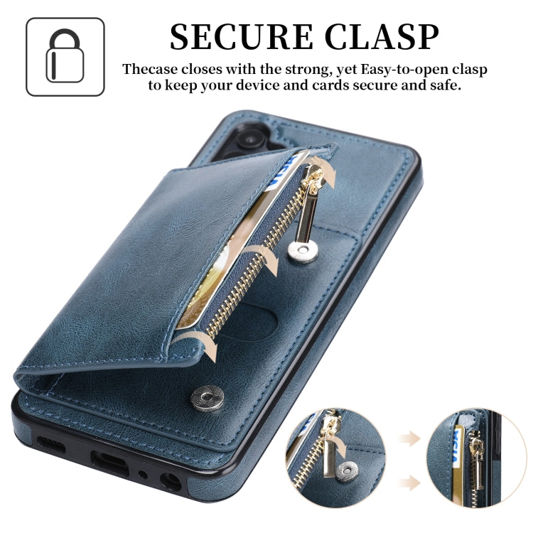 For Samsung Galaxy A32 5G Zipper Wallet Bag PU Back Cover Shockrpoof Phone Case with Holder & Card Slots & Wallet