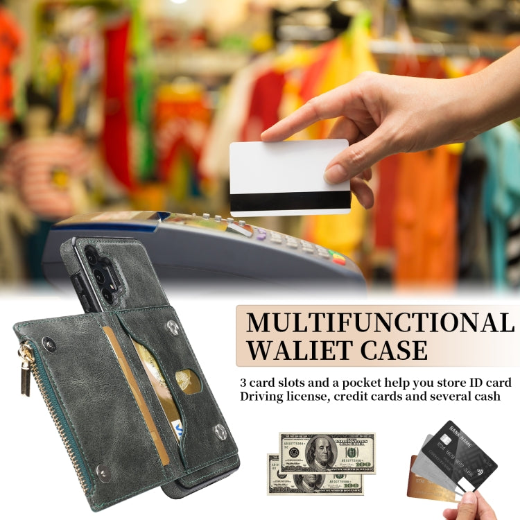 For Samsung Galaxy A32 5G Zipper Wallet Bag PU Back Cover Shockrpoof Phone Case with Holder & Card Slots & Wallet