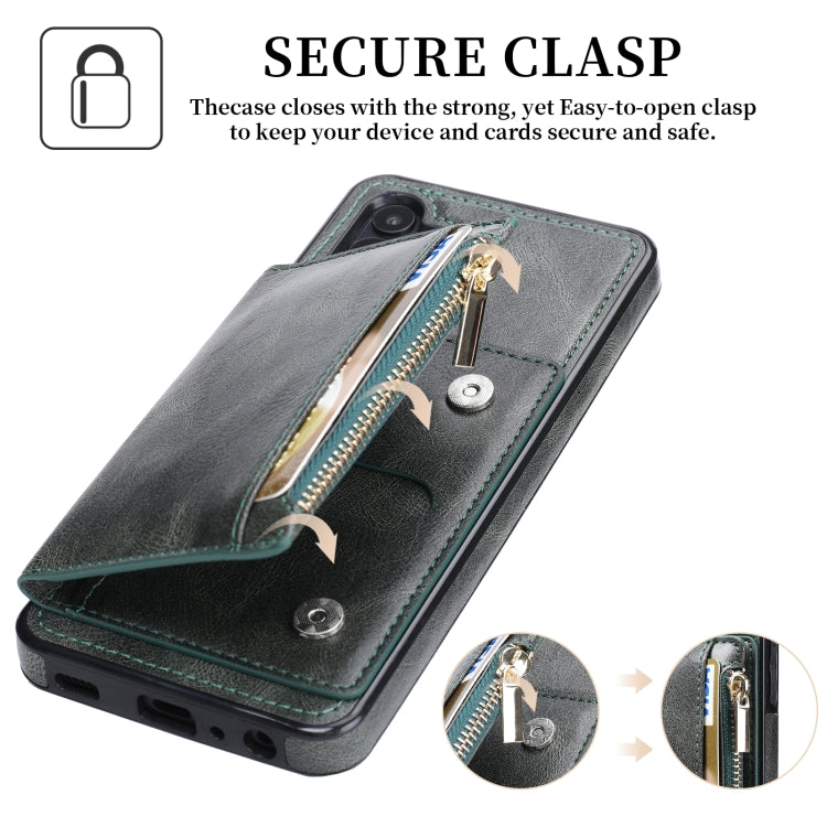 For Samsung Galaxy A32 5G Zipper Wallet Bag PU Back Cover Shockrpoof Phone Case with Holder & Card Slots & Wallet