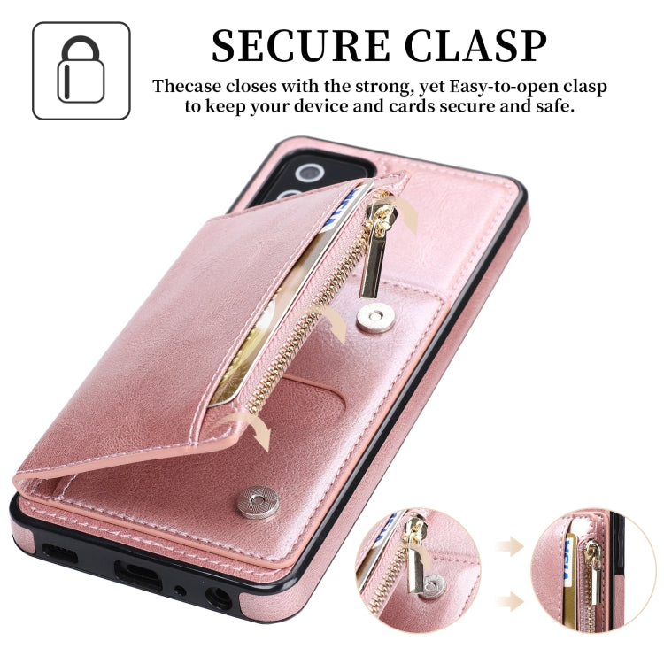 For Samsung Galaxy A72 5G / 4G Zipper Wallet Bag PU Back Cover Shockrpoof Phone Case with Holder & Card Slots & Wallet