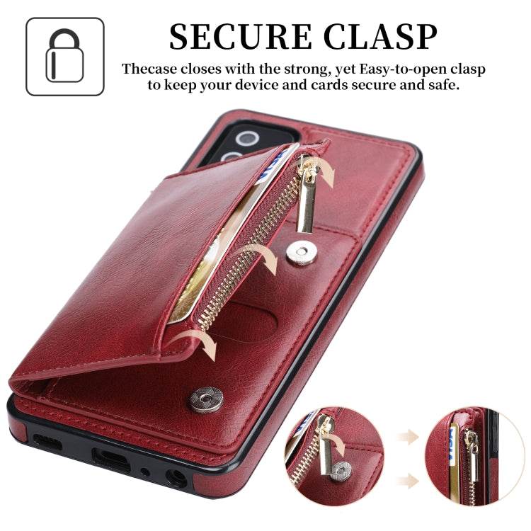 For Samsung Galaxy A72 5G / 4G Zipper Wallet Bag PU Back Cover Shockrpoof Phone Case with Holder & Card Slots & Wallet