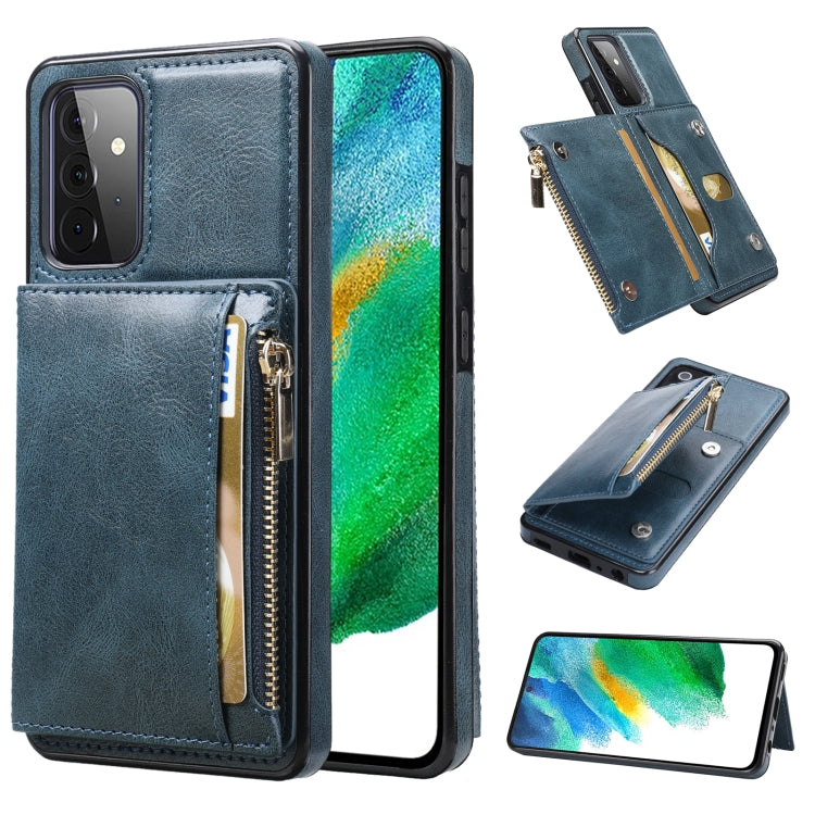 For Samsung Galaxy A72 5G / 4G Zipper Wallet Bag PU Back Cover Shockrpoof Phone Case with Holder & Card Slots & Wallet