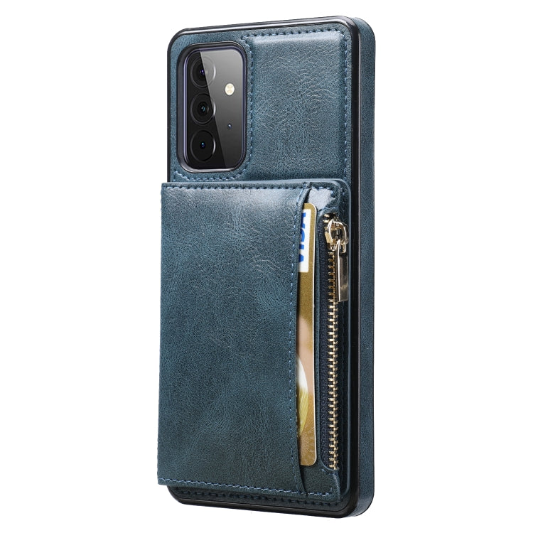 For Samsung Galaxy A72 5G / 4G Zipper Wallet Bag PU Back Cover Shockrpoof Phone Case with Holder & Card Slots & Wallet