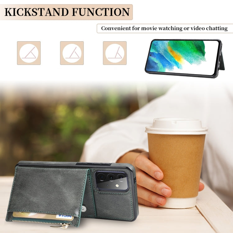 For Samsung Galaxy A72 5G / 4G Zipper Wallet Bag PU Back Cover Shockrpoof Phone Case with Holder & Card Slots & Wallet