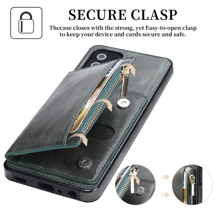 For Samsung Galaxy A72 5G / 4G Zipper Wallet Bag PU Back Cover Shockrpoof Phone Case with Holder & Card Slots & Wallet