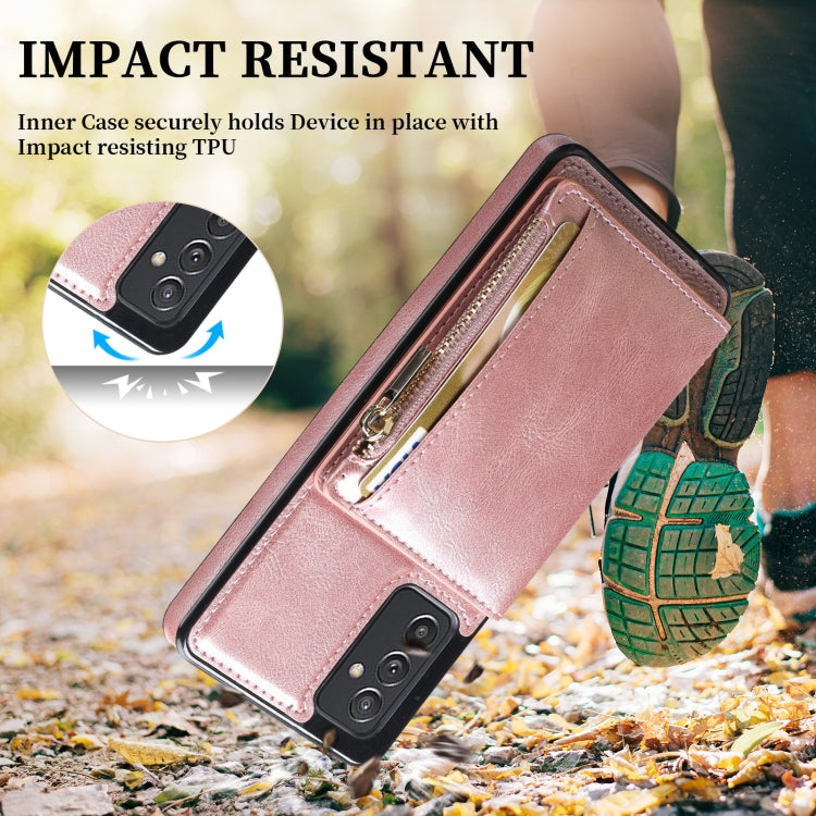 For Samsung Galaxy A82 Zipper Wallet Bag PU Back Cover Shockrpoof Phone Case with Holder & Card Slots & Wallet