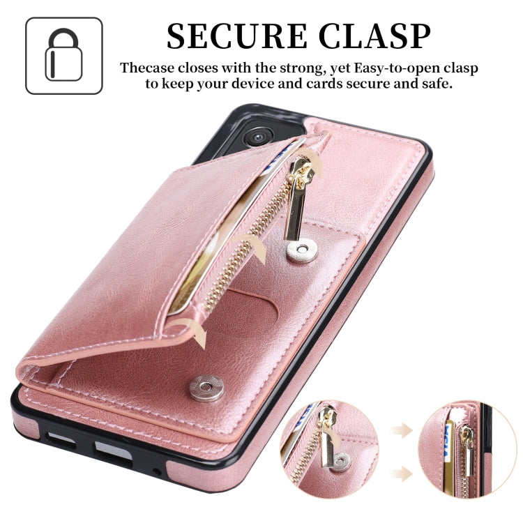 For Samsung Galaxy A82 Zipper Wallet Bag PU Back Cover Shockrpoof Phone Case with Holder & Card Slots & Wallet