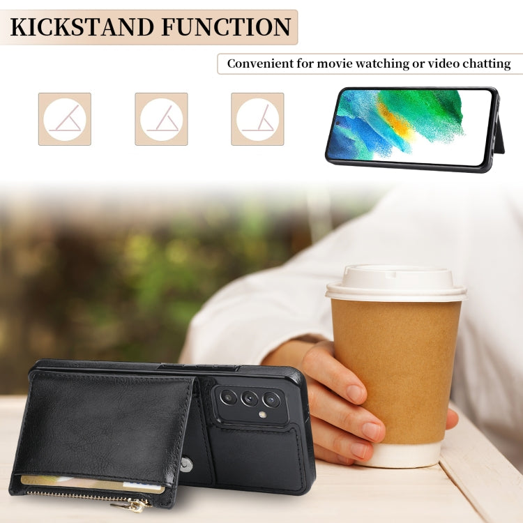 For Samsung Galaxy A82 Zipper Wallet Bag PU Back Cover Shockrpoof Phone Case with Holder & Card Slots & Wallet