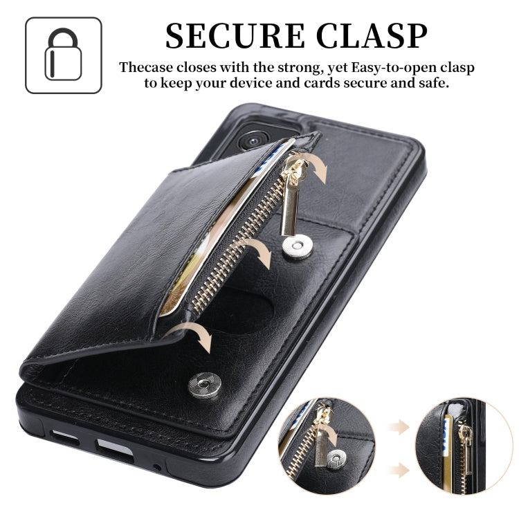 For Samsung Galaxy A82 Zipper Wallet Bag PU Back Cover Shockrpoof Phone Case with Holder & Card Slots & Wallet