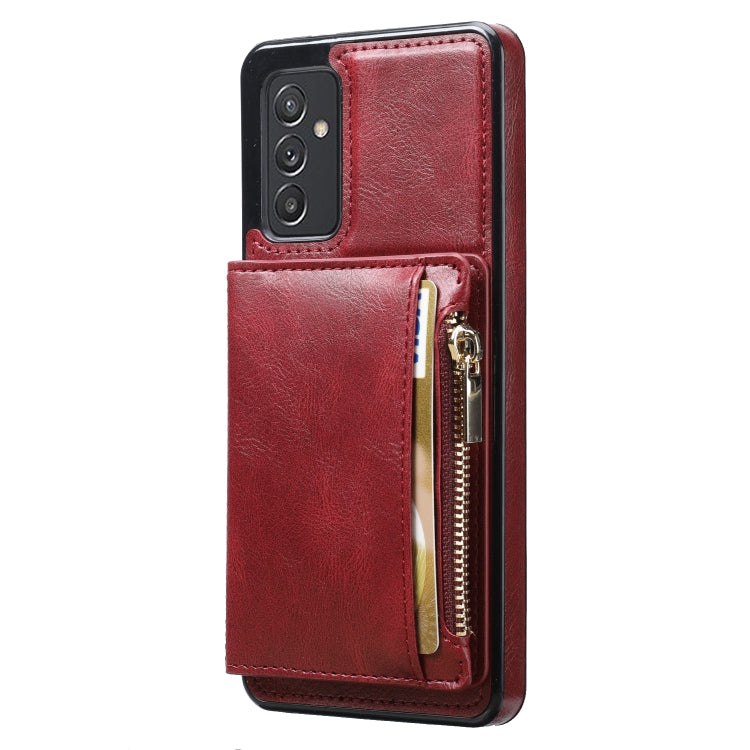 For Samsung Galaxy A82 Zipper Wallet Bag PU Back Cover Shockrpoof Phone Case with Holder & Card Slots & Wallet