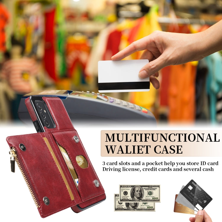 For Samsung Galaxy A82 Zipper Wallet Bag PU Back Cover Shockrpoof Phone Case with Holder & Card Slots & Wallet