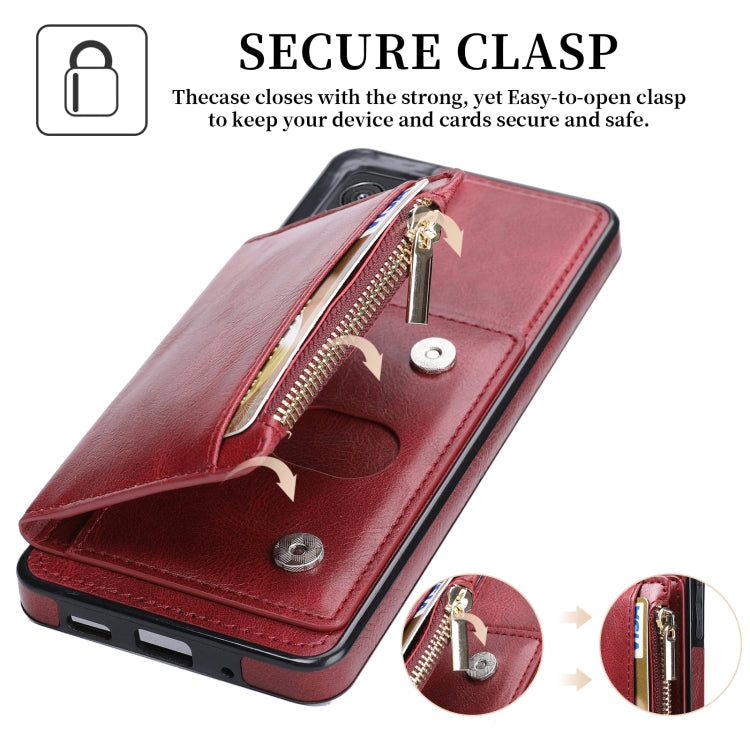 For Samsung Galaxy A82 Zipper Wallet Bag PU Back Cover Shockrpoof Phone Case with Holder & Card Slots & Wallet