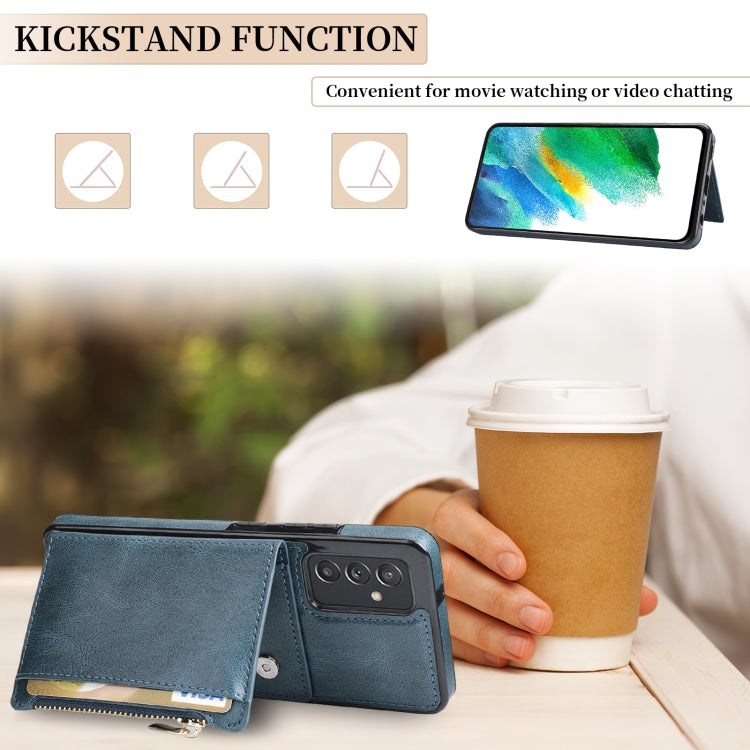 For Samsung Galaxy A82 Zipper Wallet Bag PU Back Cover Shockrpoof Phone Case with Holder & Card Slots & Wallet