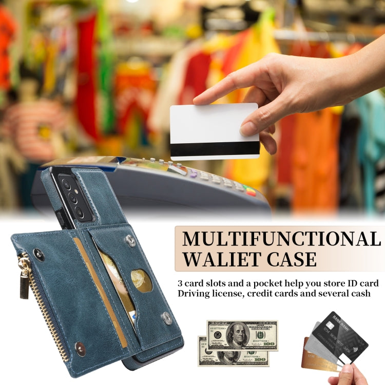 For Samsung Galaxy A82 Zipper Wallet Bag PU Back Cover Shockrpoof Phone Case with Holder & Card Slots & Wallet