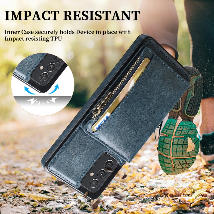 For Samsung Galaxy A82 Zipper Wallet Bag PU Back Cover Shockrpoof Phone Case with Holder & Card Slots & Wallet