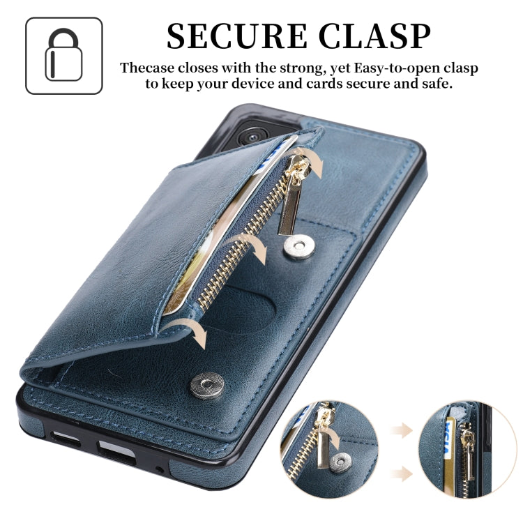 For Samsung Galaxy A82 Zipper Wallet Bag PU Back Cover Shockrpoof Phone Case with Holder & Card Slots & Wallet