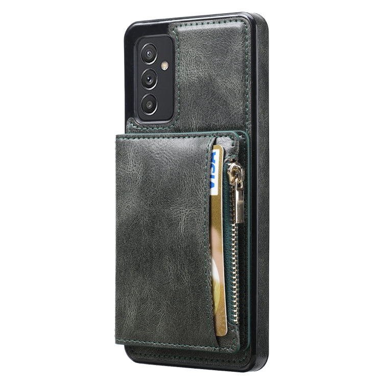 For Samsung Galaxy A82 Zipper Wallet Bag PU Back Cover Shockrpoof Phone Case with Holder & Card Slots & Wallet