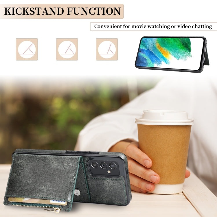 For Samsung Galaxy A82 Zipper Wallet Bag PU Back Cover Shockrpoof Phone Case with Holder & Card Slots & Wallet