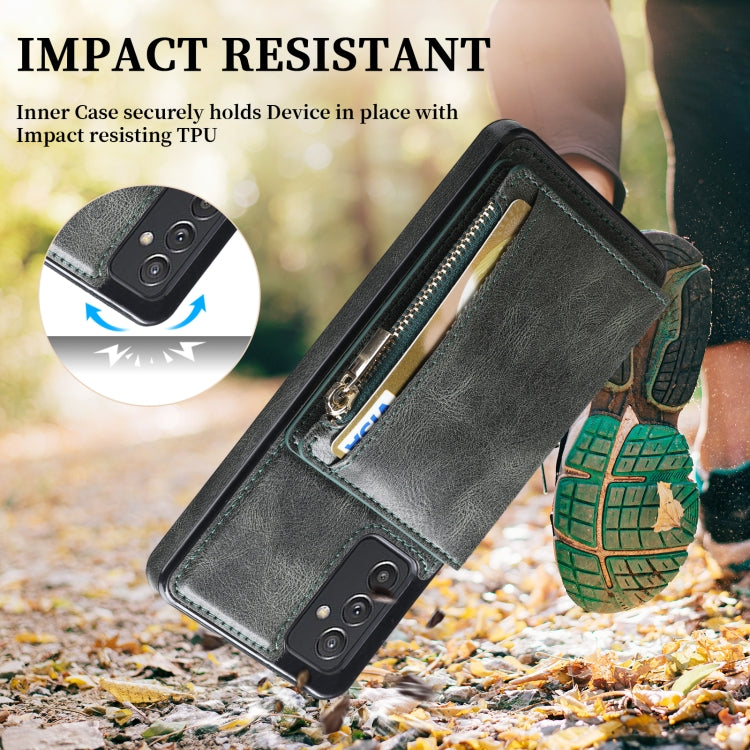 For Samsung Galaxy A82 Zipper Wallet Bag PU Back Cover Shockrpoof Phone Case with Holder & Card Slots & Wallet