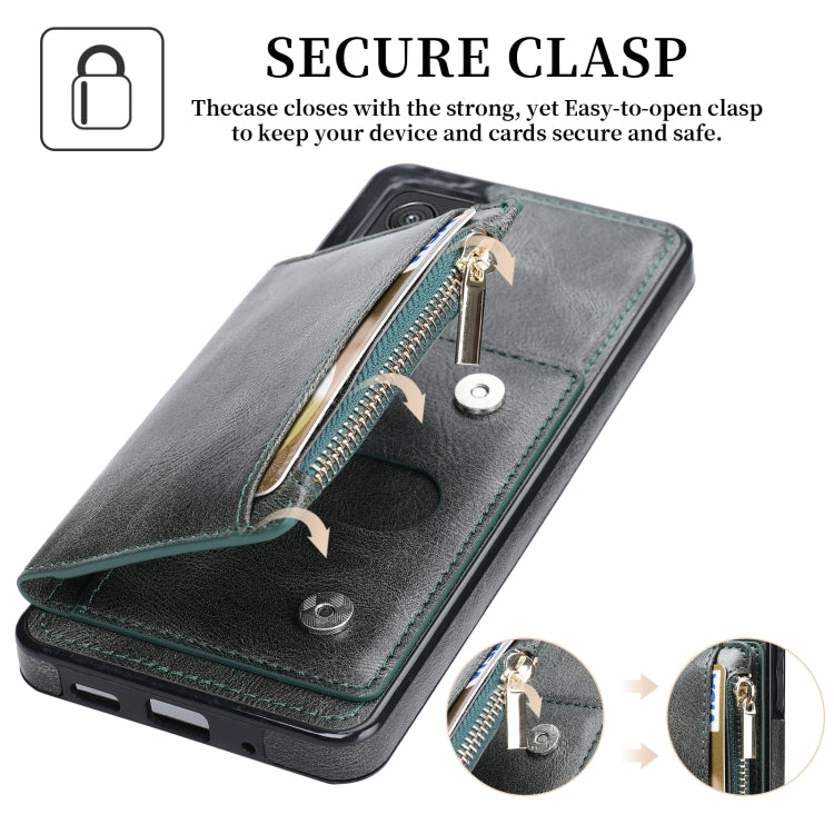 For Samsung Galaxy A82 Zipper Wallet Bag PU Back Cover Shockrpoof Phone Case with Holder & Card Slots & Wallet