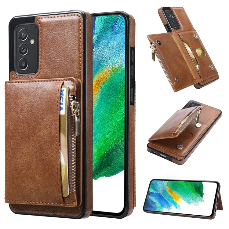 For Samsung Galaxy A82 Zipper Wallet Bag PU Back Cover Shockrpoof Phone Case with Holder & Card Slots & Wallet