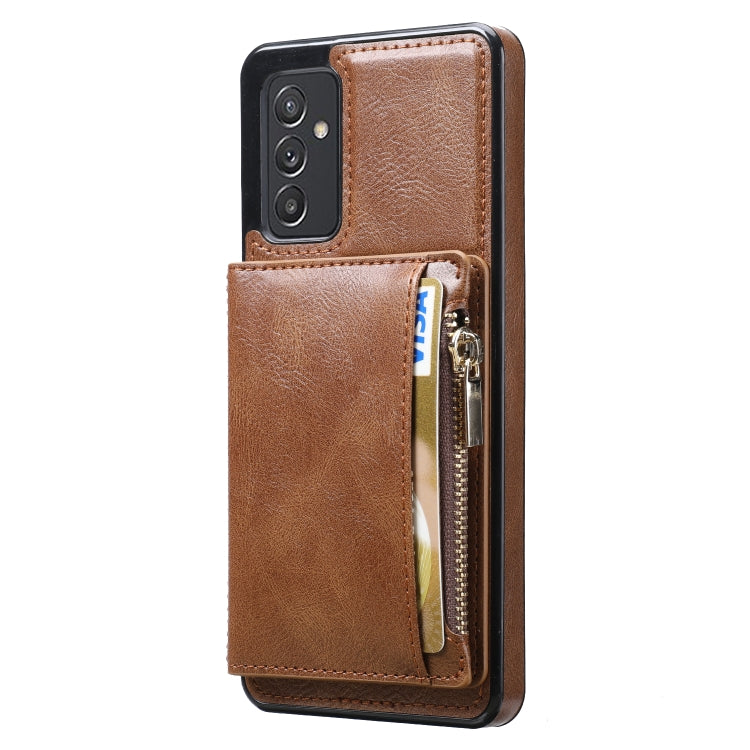 For Samsung Galaxy A82 Zipper Wallet Bag PU Back Cover Shockrpoof Phone Case with Holder & Card Slots & Wallet