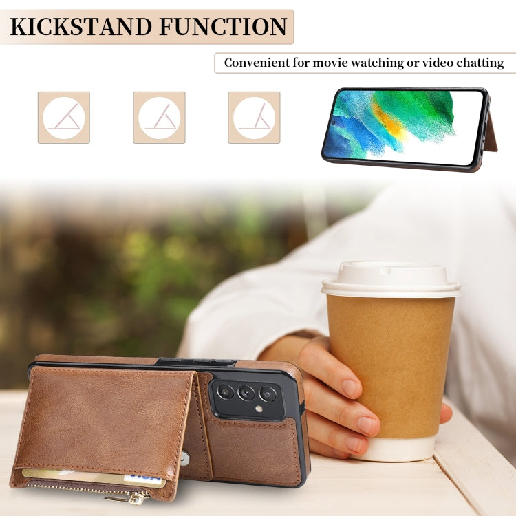 For Samsung Galaxy A82 Zipper Wallet Bag PU Back Cover Shockrpoof Phone Case with Holder & Card Slots & Wallet