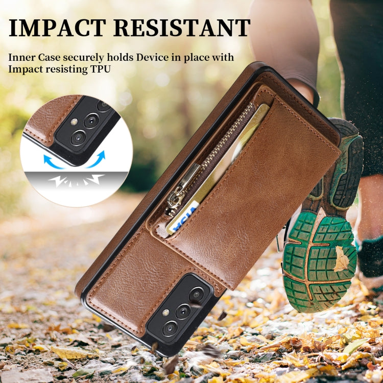 For Samsung Galaxy A82 Zipper Wallet Bag PU Back Cover Shockrpoof Phone Case with Holder & Card Slots & Wallet