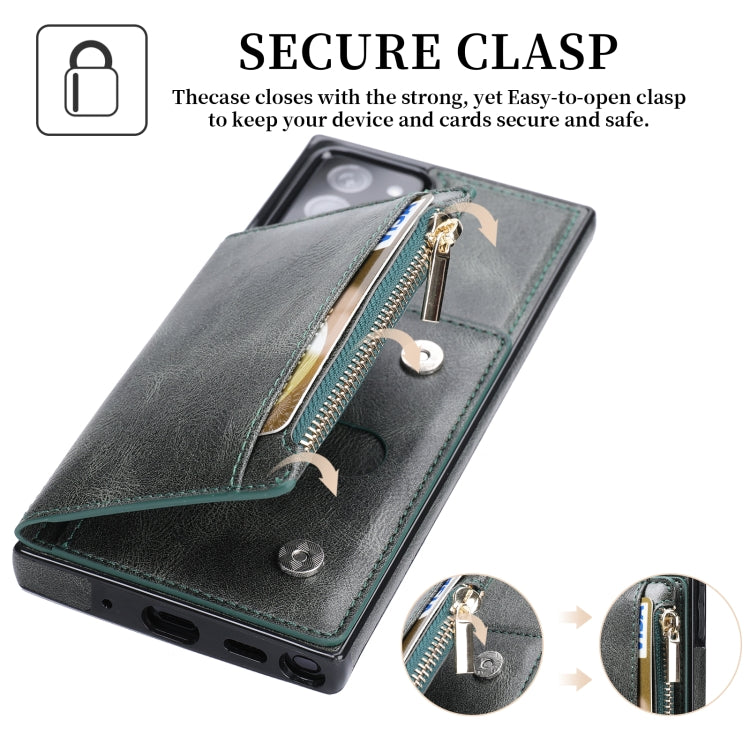For Samsung Galaxy Note20 Ultra Zipper Wallet Bag PU Back Cover Shockrpoof Phone Case with Holder & Card Slots & Wallet