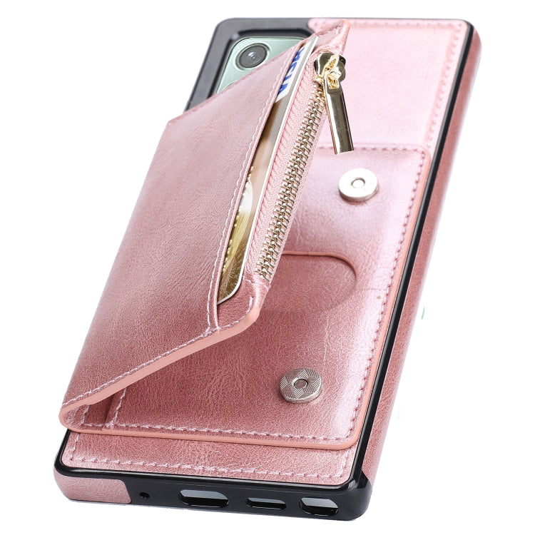 For Samsung Galaxy Note20 Zipper Wallet Bag PU Back Cover Shockrpoof Phone Case with Holder & Card Slots & Wallet