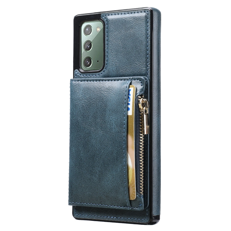 For Samsung Galaxy Note20 Zipper Wallet Bag PU Back Cover Shockrpoof Phone Case with Holder & Card Slots & Wallet