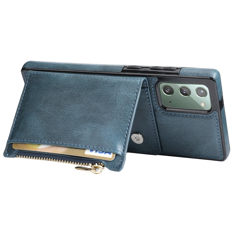 For Samsung Galaxy Note20 Zipper Wallet Bag PU Back Cover Shockrpoof Phone Case with Holder & Card Slots & Wallet