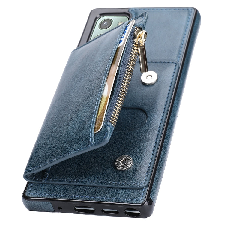 For Samsung Galaxy Note20 Zipper Wallet Bag PU Back Cover Shockrpoof Phone Case with Holder & Card Slots & Wallet