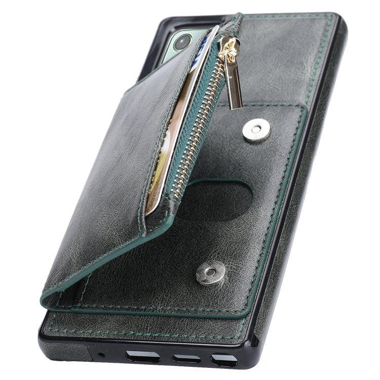 For Samsung Galaxy Note20 Zipper Wallet Bag PU Back Cover Shockrpoof Phone Case with Holder & Card Slots & Wallet