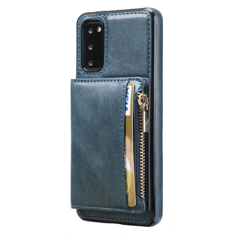 For Samsung Galaxy S20 Zipper Wallet Bag PU Back Cover Shockrpoof Phone Case with Holder & Card Slots & Wallet