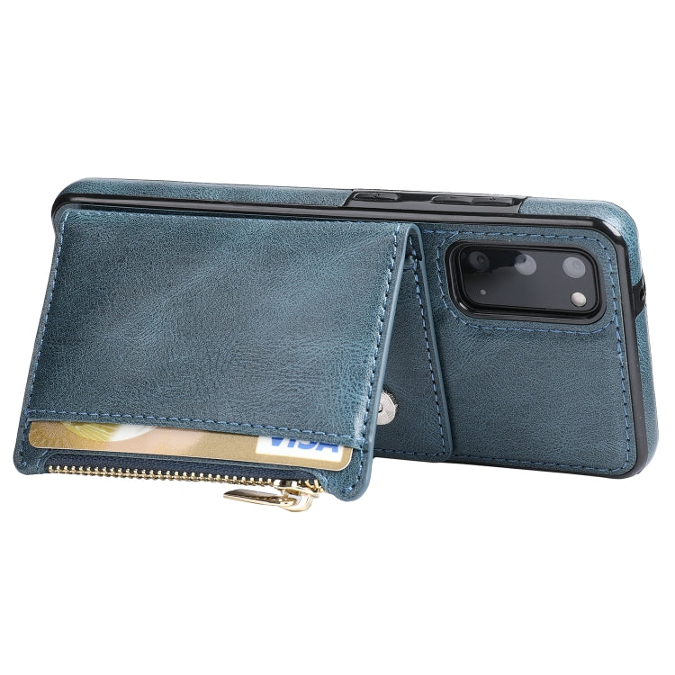 For Samsung Galaxy S20 Zipper Wallet Bag PU Back Cover Shockrpoof Phone Case with Holder & Card Slots & Wallet