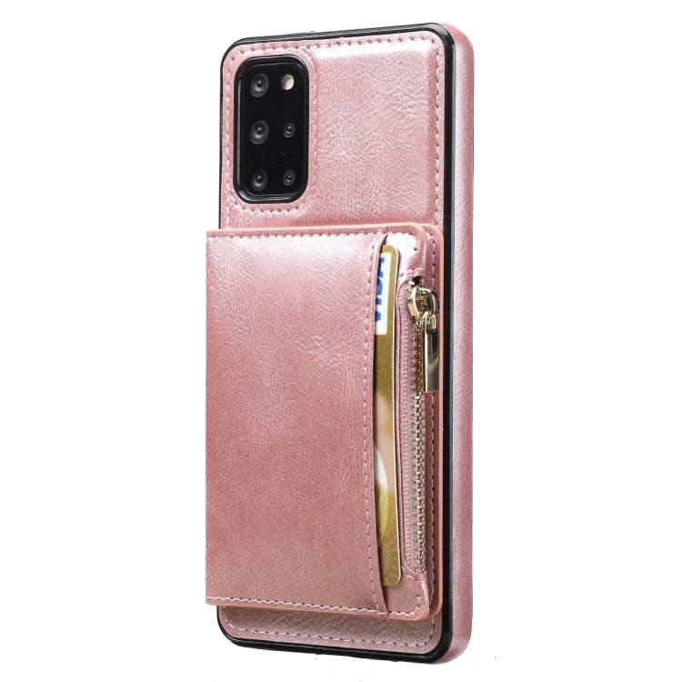 For Samsung Galaxy S20+ Zipper Wallet Bag PU Back Cover Shockrpoof Phone Case with Holder & Card Slots & Wallet
