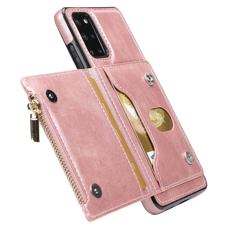 For Samsung Galaxy S20+ Zipper Wallet Bag PU Back Cover Shockrpoof Phone Case with Holder & Card Slots & Wallet