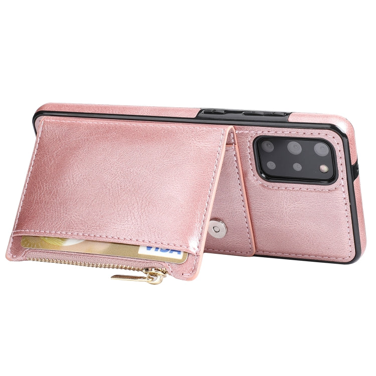 For Samsung Galaxy S20+ Zipper Wallet Bag PU Back Cover Shockrpoof Phone Case with Holder & Card Slots & Wallet