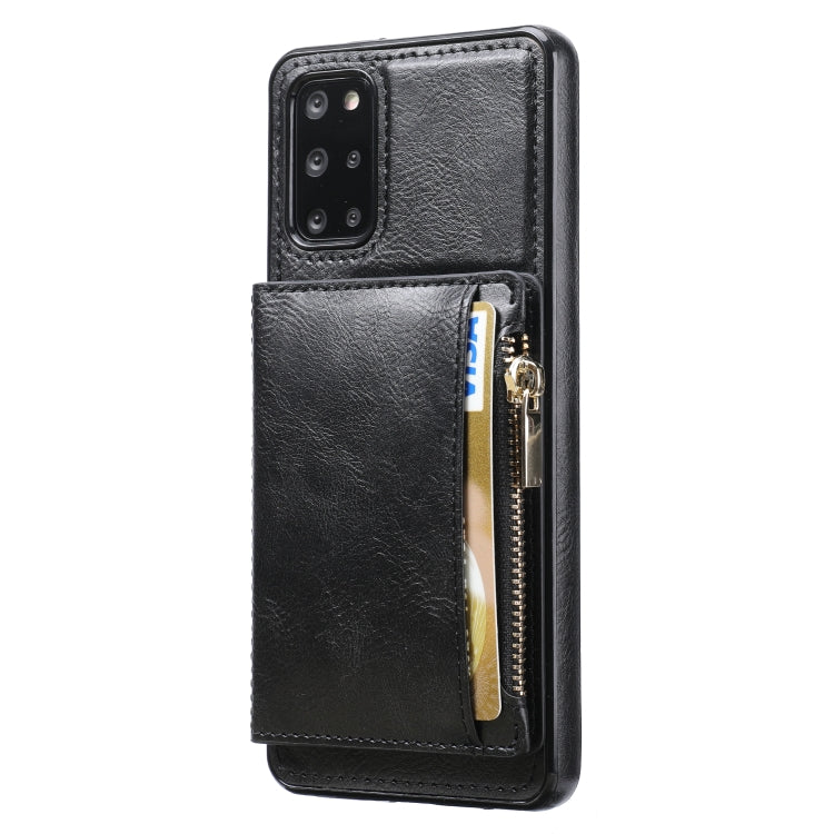 For Samsung Galaxy S20+ Zipper Wallet Bag PU Back Cover Shockrpoof Phone Case with Holder & Card Slots & Wallet