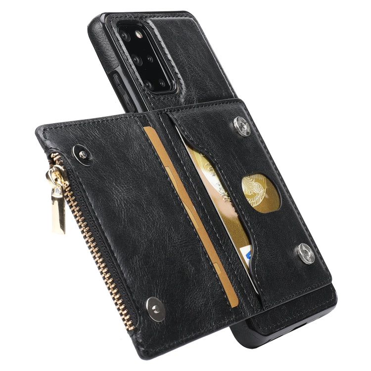 For Samsung Galaxy S20+ Zipper Wallet Bag PU Back Cover Shockrpoof Phone Case with Holder & Card Slots & Wallet